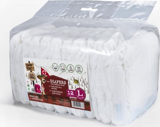Barry King Diapers For Female Dogs, L, Waist 36-52 Cm, 12 Stk.