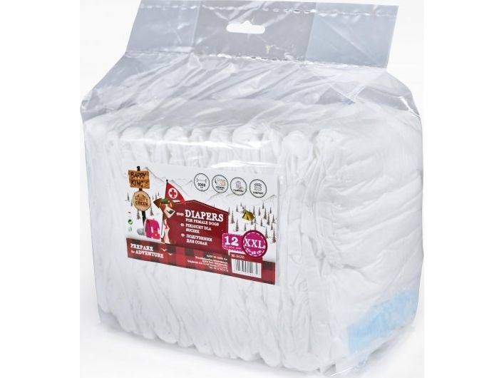 Barry King Diapers For Female Dogs, Xxl, Waist 40-58 Cm, 12 Stk.