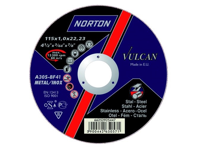 Norton Vulcan Metal Inox A60s6bf41 Cutting Disc 125 X 22.23 X 1.0Mm (66252925433)