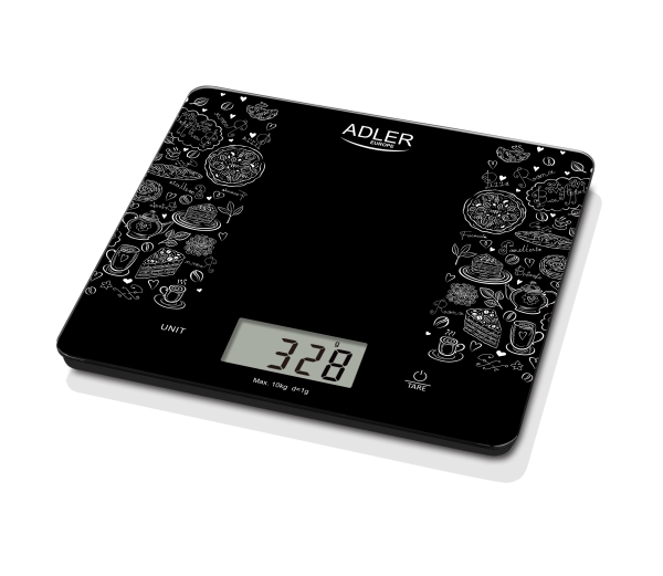 AD 3171, Elektronisk kjøkkenvekt, 10 kg, 1 g, Sort, Glass, Rektangel