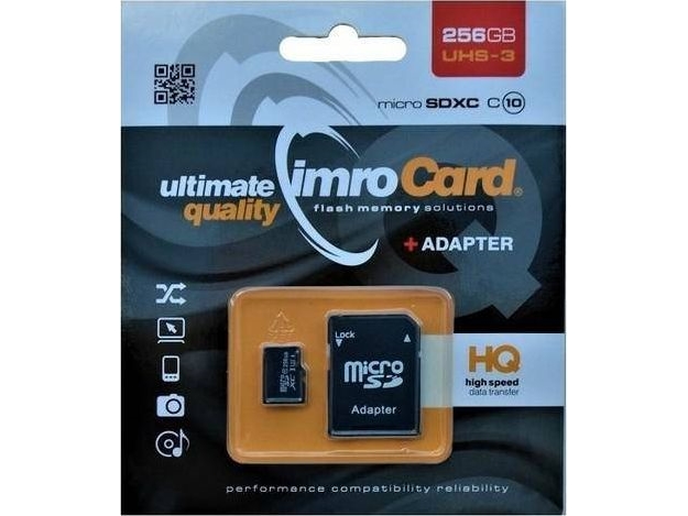 Imro Microsdxc 10/256Gb Uhs-3 Adp Speicherkarte, 256Gb, Microsdxc, Klasse 10, Klasse 3 (U3)