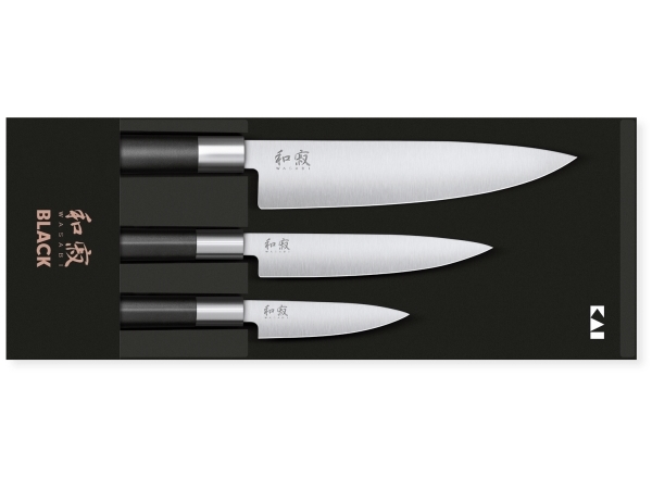 KAI Kai Wasabi Black kokkekniv & 2 universalknive sæt 3 dele