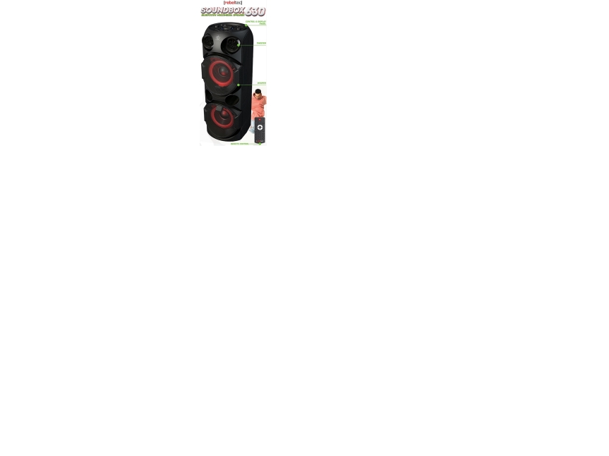 Rebeltec Soundbox 630 Bærbar Bluetooth-Højtaler 70W Rms