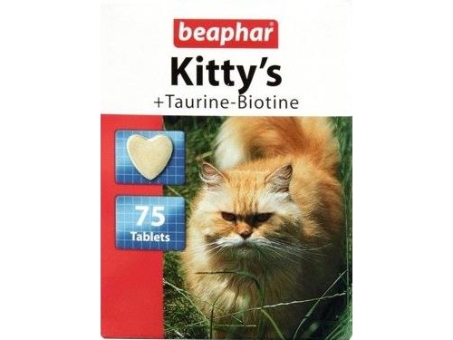 Beaphar Kitty''s + Taurine-Biotine, Kat, Tablet, Generelt sundhed, Junior, vitamin C, vitamin E, Vitamin H (biotin), Kalcium, Phosphorus, Kalium, Natrium