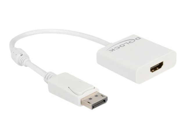 Delock Adapter Displayport 1.2 Stecker Zu Hdmi Buchse 4K Aktiv Weiß, 0,2 M, Displayport, Hdmi, Stecker, Buchse, Gerade
