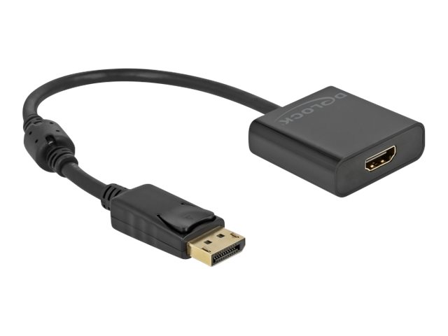 Delock Adapter Displayport 1.2 Stecker Zu Hdmi Buchse 4K Aktiv Schwarz, 0,2 M, Displayport, Hdmi, Stecker, Buchse, Gerade