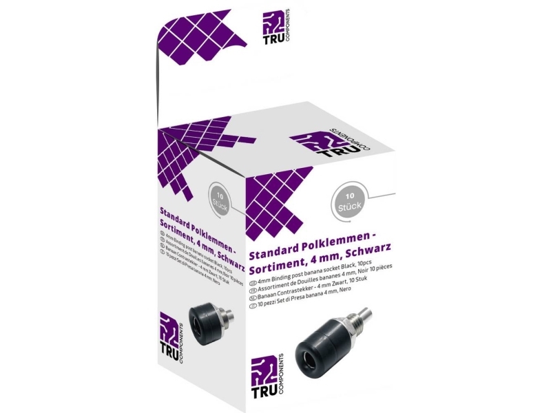 TRU COMPONENTS Laboratoriestik sortiment Tilslutning, indbygning lodret Sort 10 stk