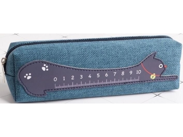 Stiftemäppchen Klein Katze-Lineal Navyblau Fresh