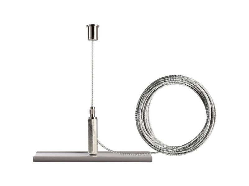 Deko Light 710095 D Line Seilabhängungshalter Mini Mit 5,0 M Abhängeseil Hochvolt-Schienen-System-Komponente Stromschiene 3-Phasig Grau