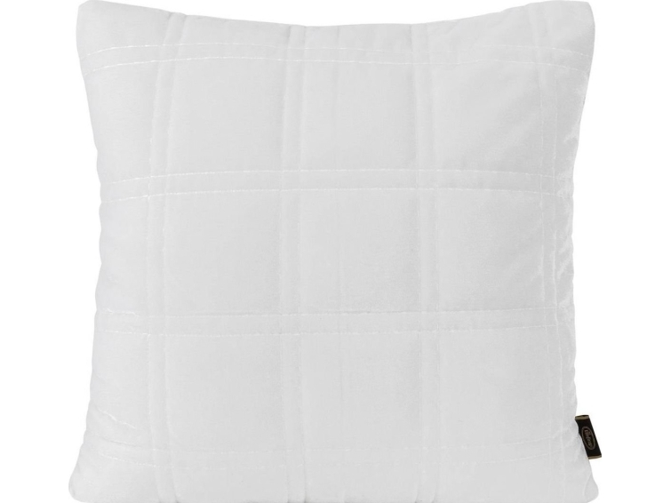 Eurofirany KRISTIN / 2 Putetrekk i fløyel med dobbeltbrodert geometrisk mønster, 45X45 cm, farge: hvit