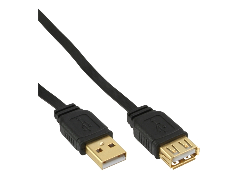 Kabel Usb Inline Ultraplaski Przedluzacz Typ A Obwohl - A Zenski Vergoldet Schwarz 2M (34620F)