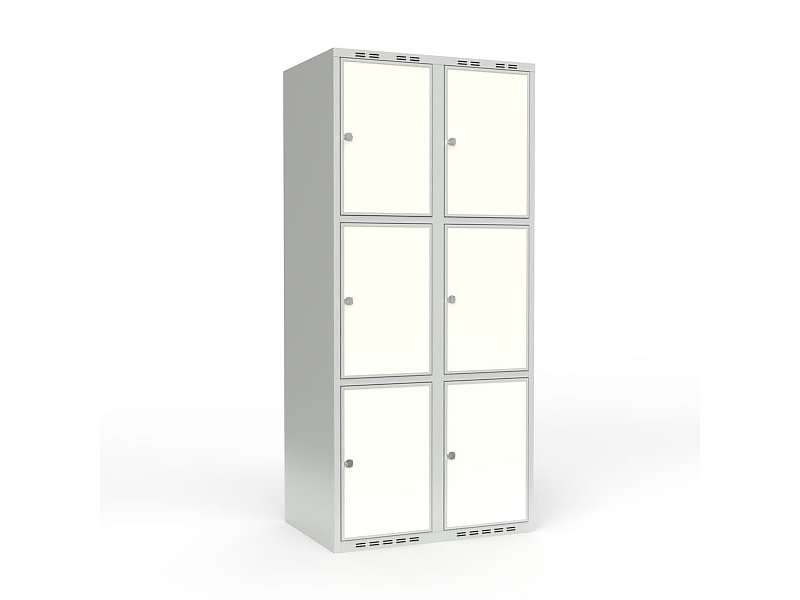 Skoleskab 2x300 Skråt tag 3 rum i højden VirrVarr Black laminatdør Greb for hængelås