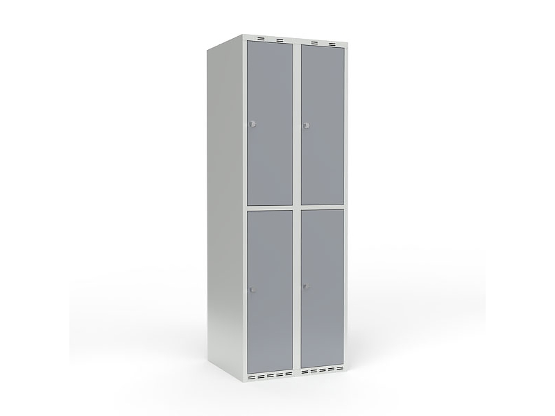 Skoleskab 2x400 Lige tag 2 rum i højden Lys blå ståldør Cylinderlås