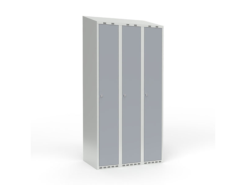 Skoleskab 3x300 Lige tag 1 rum i højden Hvid ståldør Cylinderlås