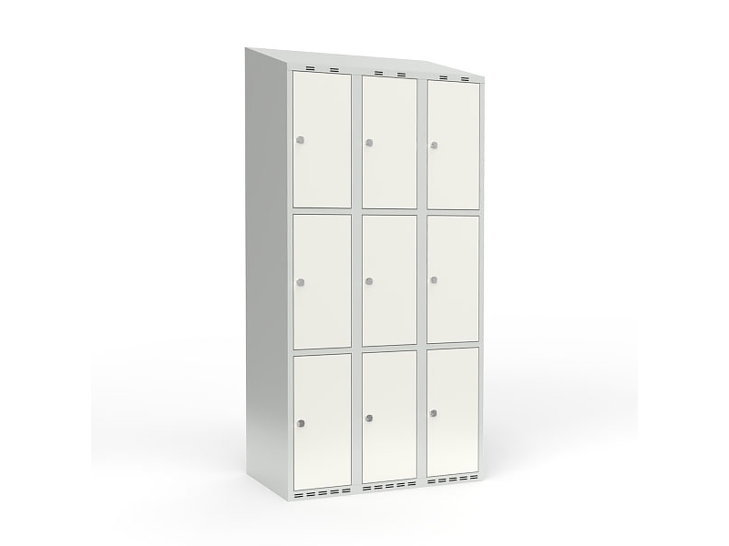 Skolskåp 3x300 Rakt tak 3 fack på höjden Grå ståldörr Handtag för hänglås | Möbler - Förvaringsmöbler - Skåp & Arkiv | GameStuff