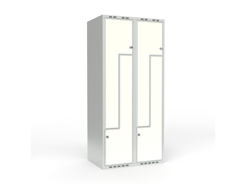 Skolskåp 2x400 Rakt tak, Z-dörr Grå laminatdörr Cylinderlås | Möbler - Förvaringsmöbler - Skåp & Arkiv | GameStuff