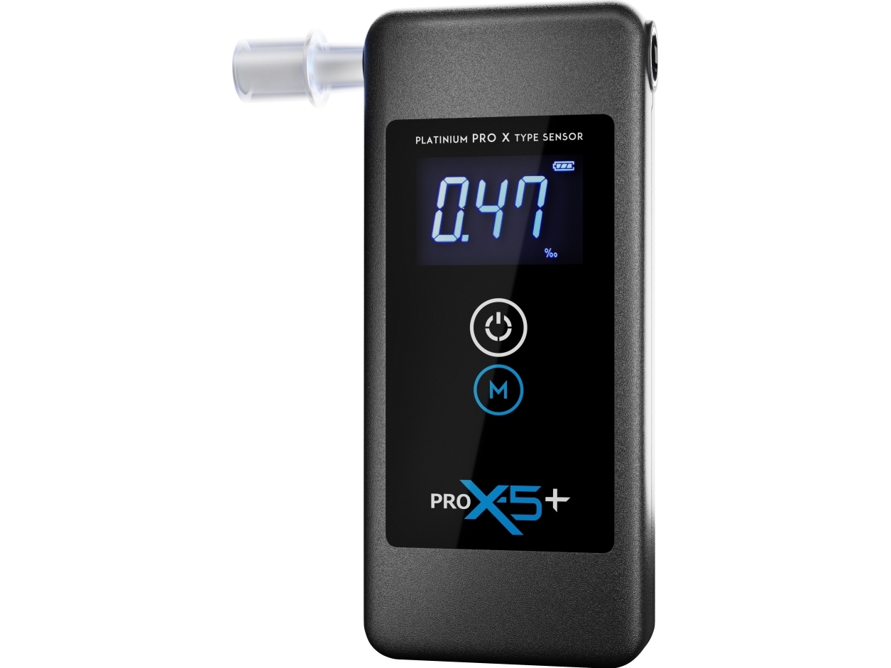 AlcoFind PRO X-5+ | Electrochemical Breathalyzer | with platinum sensor, 2 x AAA