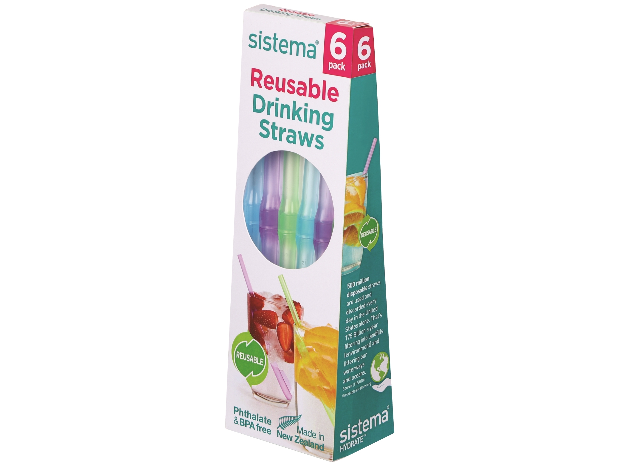 Sistema - Reusable Straws 6Pack | N - A | GameStuff