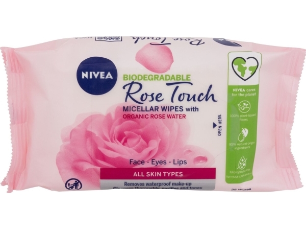 Rose Touch Micellar Wipes With Organic Rose Water (W,25 Pcs)