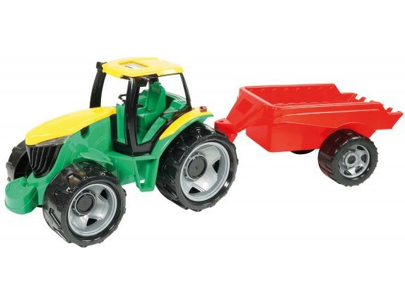 Lena Giga Trucks Tractor With Trailer, Traktor, 3 År, Sort, Grøn, Grå, Gul