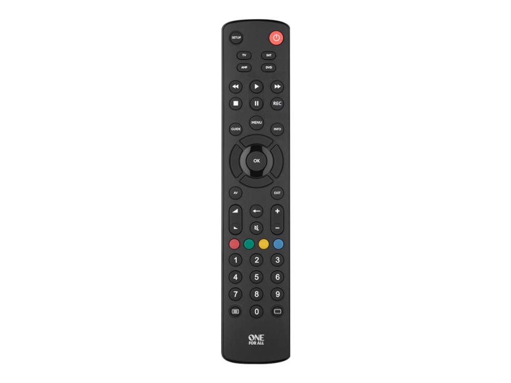 One For All Basic Contour 4, Tv, Beistellgerät, Dvd/Blu-Ray, Soundbar-Lautsprecher, Ir Wireless, Drucktasten, Schwarz