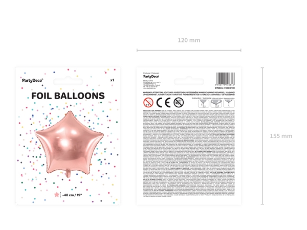 Partydeco Star, Toy Balloon, Roségold, Stern, 480 Mm, 50 Stück(E)