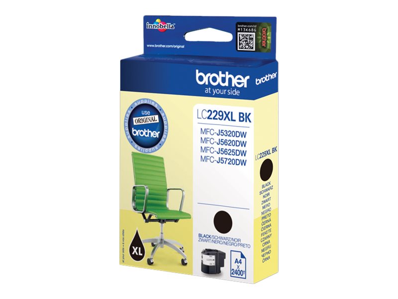 Brother Lc229xlbkbp - Sort - Original - Blister - Blækpatron - For Brother Mfc-J5320dw, Mfc-J5625dw