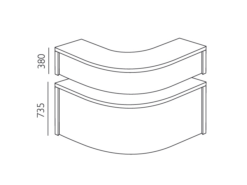 Reception Vega Underdel Hjørne 1300X1300 Mm Hvid