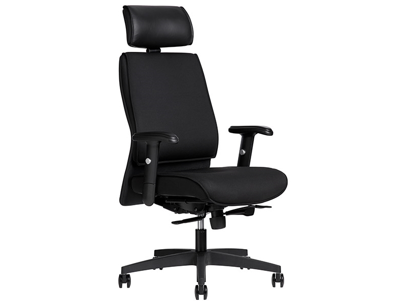 Kontorstol AS6002, Sort skind med armlæn