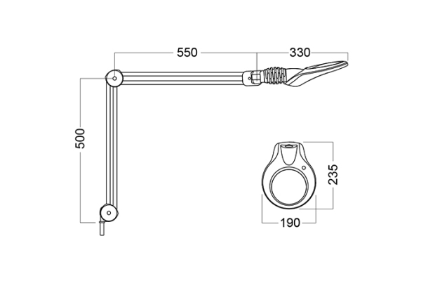 Forstørrelseslampe KFM LED ESD 3 diopter, sort
