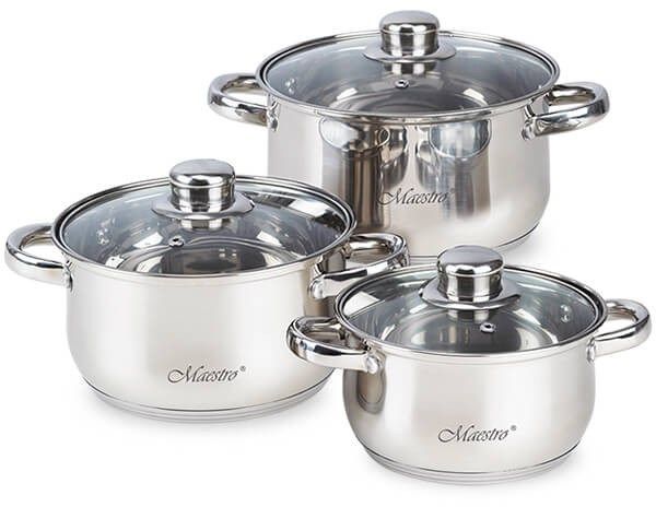 Maestro Mr-2020-6M 6-Teiliges Kochgeschirr-Set, Edelstahl (Mr-2020-6M)