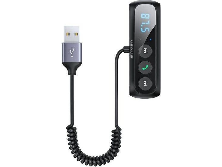 Usams Bluetooth 5.0-ljudadapter Handsfree + FM-sändare Svart/Svart SJ503JSQ01 (US-SJ503) | Bilvård & Biltillbehör - HiFi för bilar - Hifi Tillbehör | GameStuff