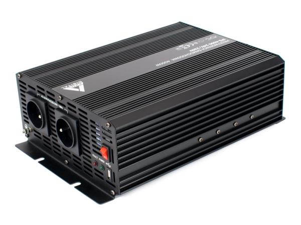 AZO DIGITAL IPS-4000 24 VDC til 230 VAC bilinverter 4000 W med 2 Type E-udtag og USB