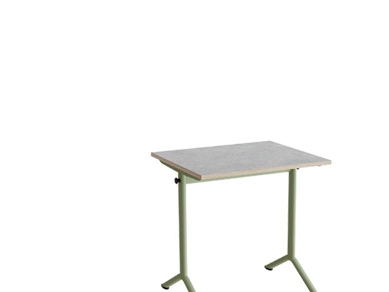 Pöytä Atlas 1130, 700x600mm, vaaleanharmaa linoleumi, vihreä runko