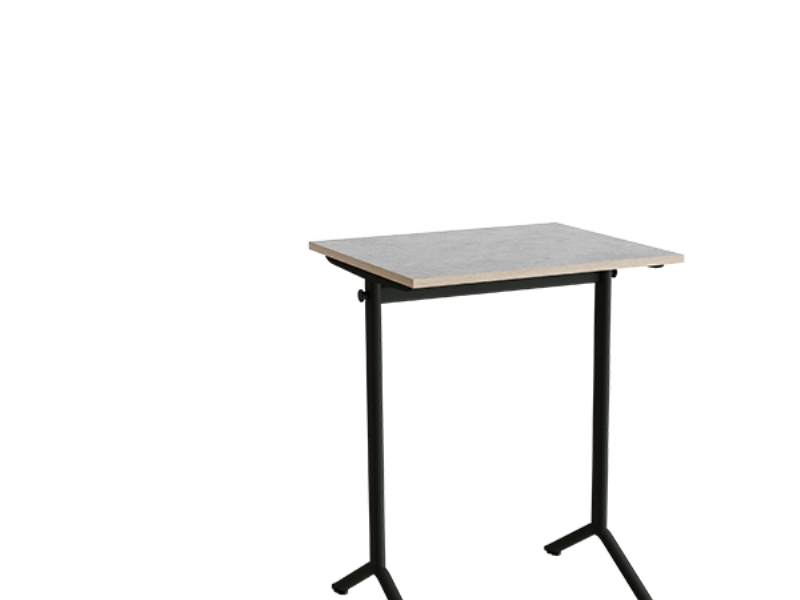 Bord Atlas 1130, 700x600mm, lys grå linoleum, sortolivent stel