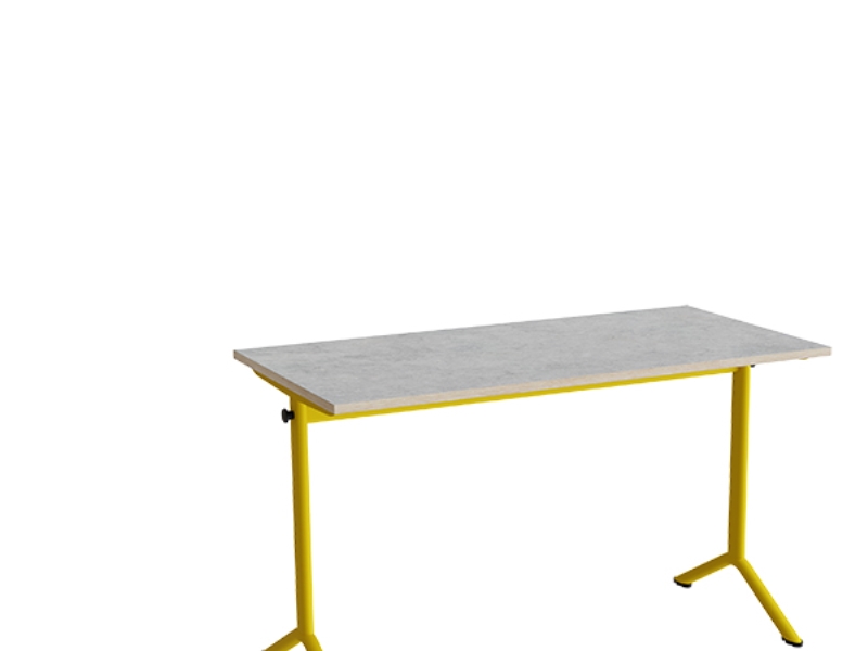 Bord Atlas 1130, 1200x600mm, lys grå linoleum, gult stel