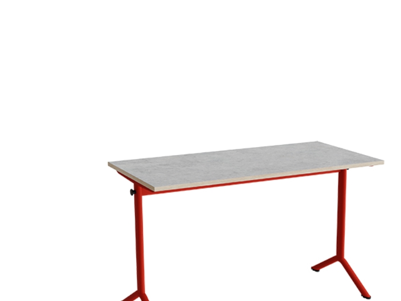 Pöytä Atlas 1130, 1200x600mm, vaaleanharmaa linoleumi, punainen runko