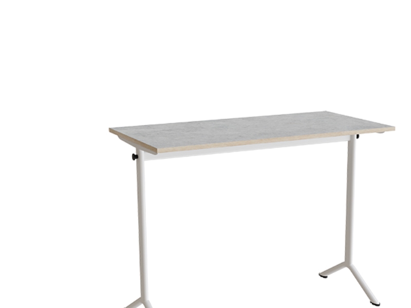 Bord Atlas 1130, 1200x600mm, lys grå linoleum, hvidt stel