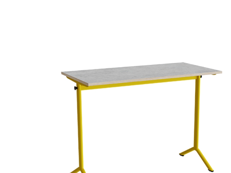Tisch Atlas 1130, 1200X600 Mm, Hellgraues Linoleum, Gelber Rahmen
