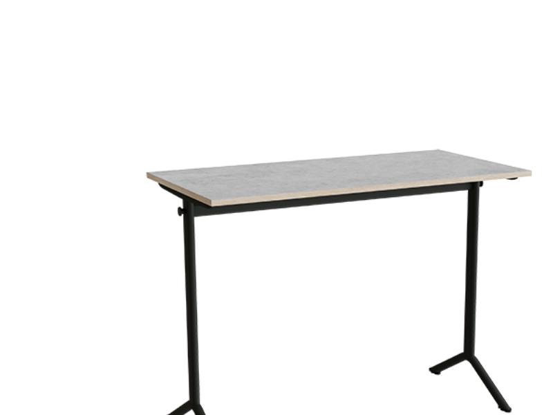 Bord Atlas 1130, 1200x600mm, lys grå linoleum, sortolivent stel