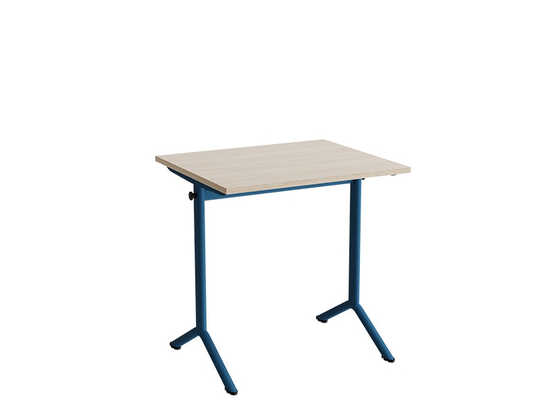 Bord Atlas 1130, 700x600mm, lyddæmpende eg højtrykslaminat, blåt stel