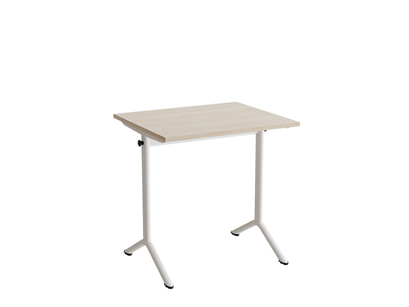 Bord Atlas 1130, 700x600mm, lyddæmpende eg højtrykslaminat, hvidt stel
