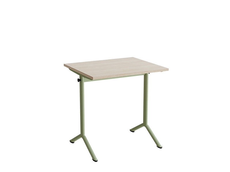 Bord Atlas 1130, 700x600mm, lyddæmpende eg højtrykslaminat, grønt stel
