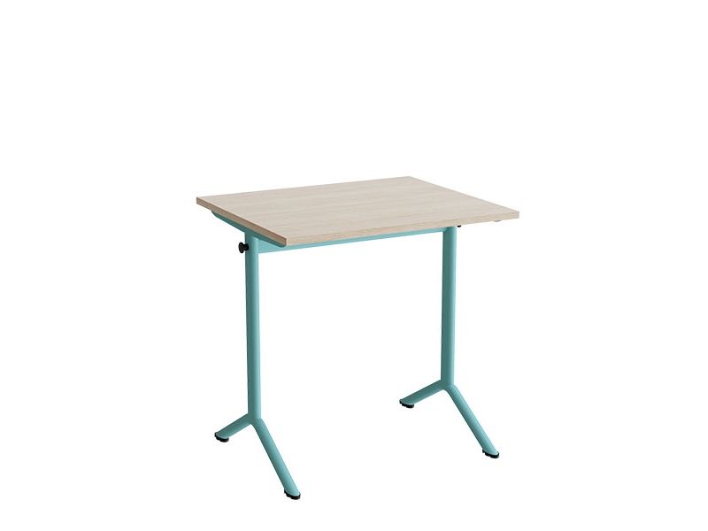 Bord Atlas 1130, 700x600mm, lyddæmpende eg højtrykslaminat, turkis stel
