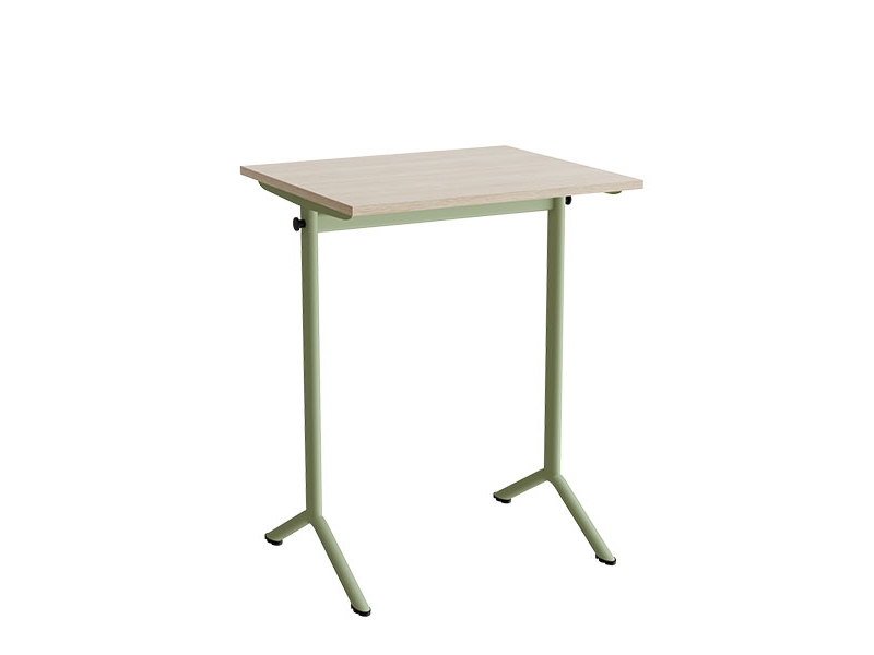 Bord Atlas 1130, 700x600 mm, lydabsorberende hvidpigmenteret eg, grønt stativ