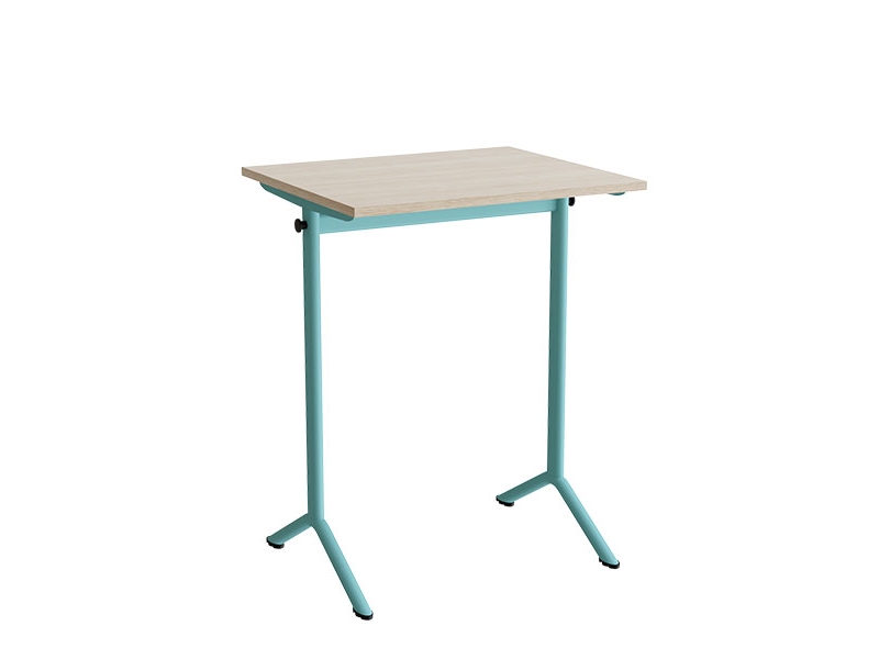 Bord Atlas 1130, 700x600mm, lyddæmpende eg højtrykslaminat, turkis stel