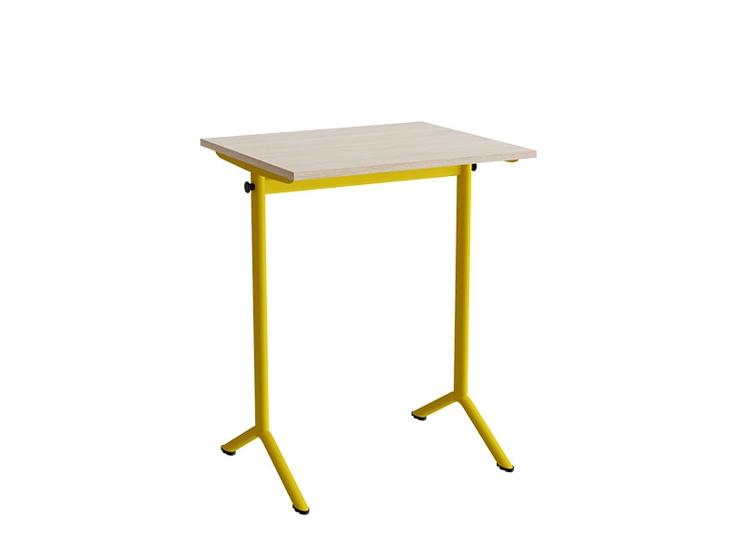 Bord Atlas 1130, 700x600mm, lyddæmpende eg højtrykslaminat, gult stel
