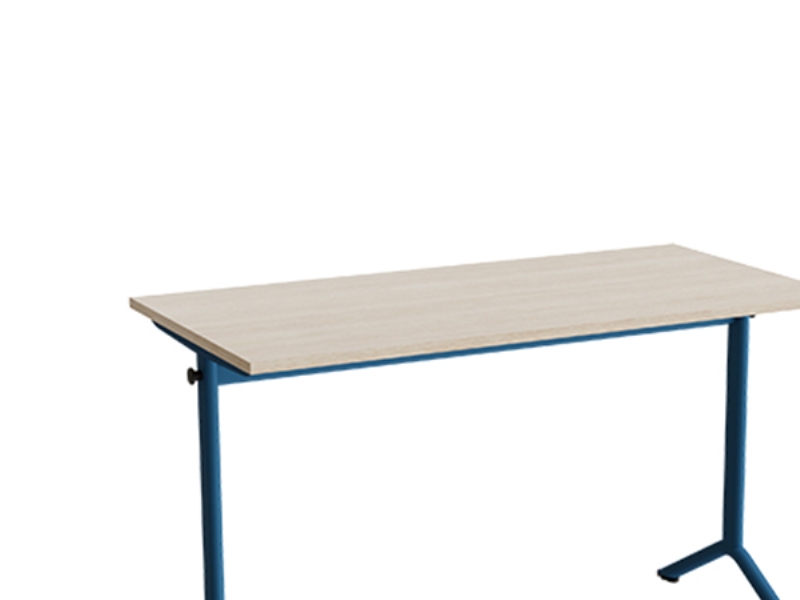 Bord Atlas 1130, 1200x600mm, lyddæmpende eg højtrykslaminat, blåt stel