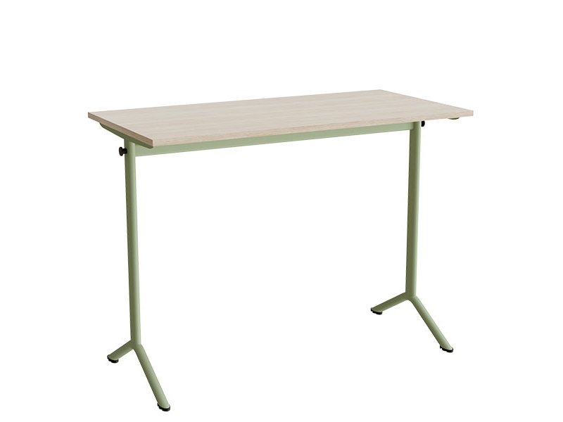 Bord Atlas 1130, 1200x600 mm, lydabsorberende hvidpigmenteret eg, grønt stativ