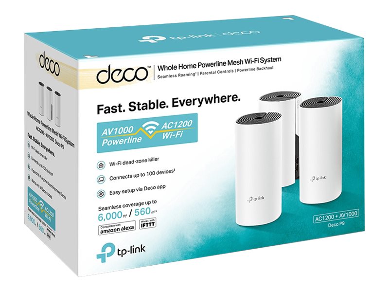 Tp-Link Ac1200 + Av1000 Whole Home Hybrid Mesh Wi-Fi System, 3Er Pack, Weiß, Intern, Mesh-System, Leistung, 0 - 40 °C, -40 - 70 °C